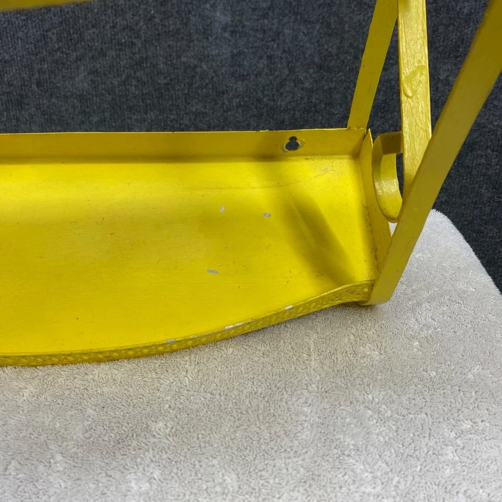 Vintage Yellow Metal 2 Tier Wall Shelf Scrollwork Gallery Rail 14x12x4